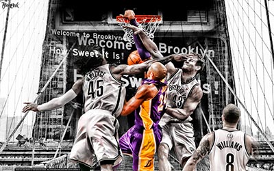 kobe bryant entrando a canasta